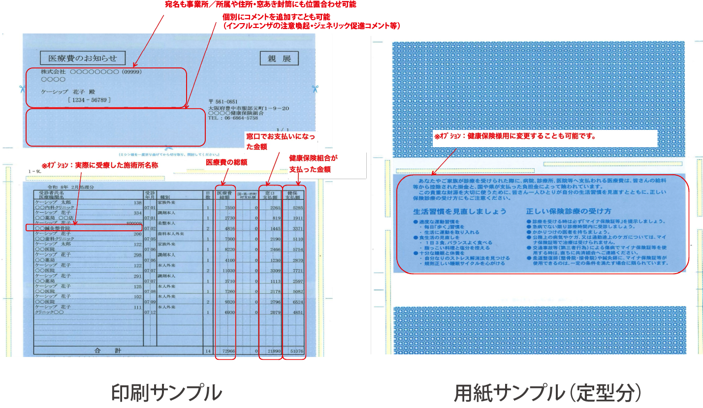 医療費通知書 印刷サンプル